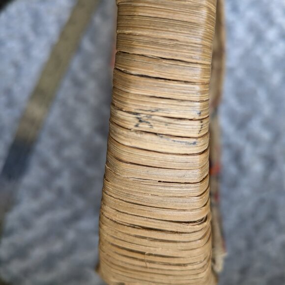 Vintage Woven Basket Purse Camel Fabric Sides with Wicker Handle and Detailing - Picture 10 of 11